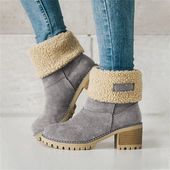 Camden | Faux-Suede Sherpa Cuff Block-Heel Ankle Boots