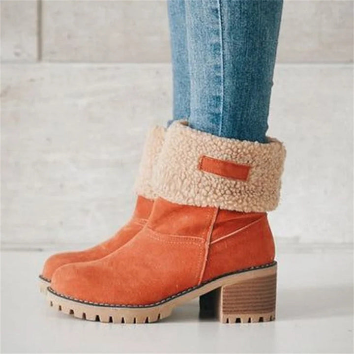 Camden | Faux-Suede Sherpa Cuff Block-Heel Ankle Boots