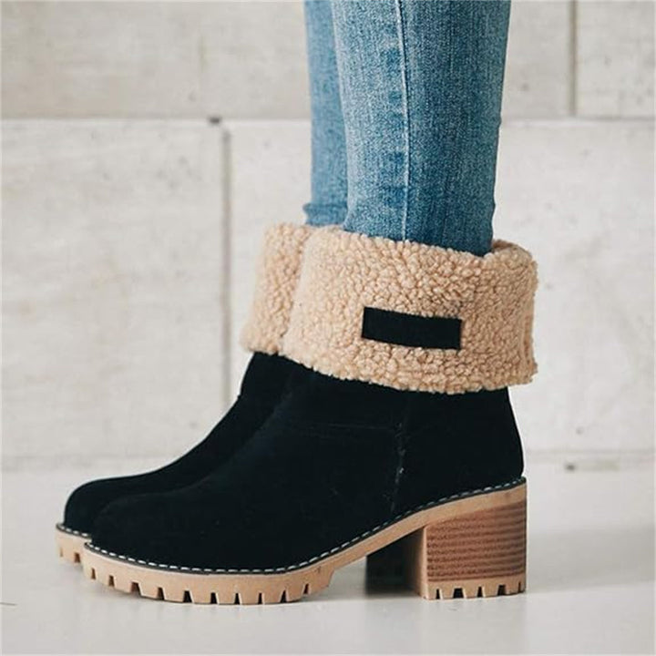 Camden | Faux-Suede Sherpa Cuff Block-Heel Ankle Boots
