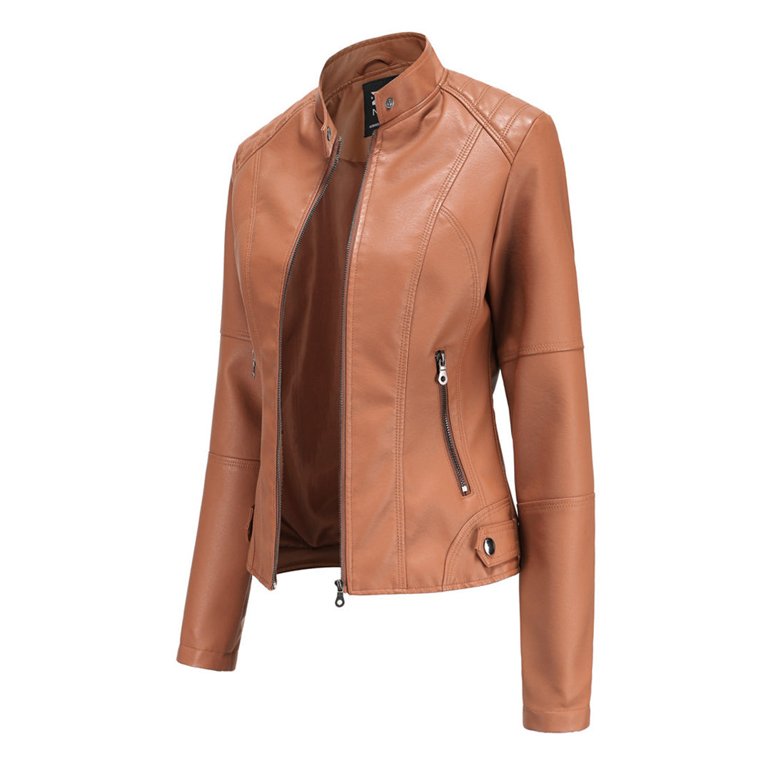 Briar | Tailored Leather Biker Jacket with Asymmetric Zip