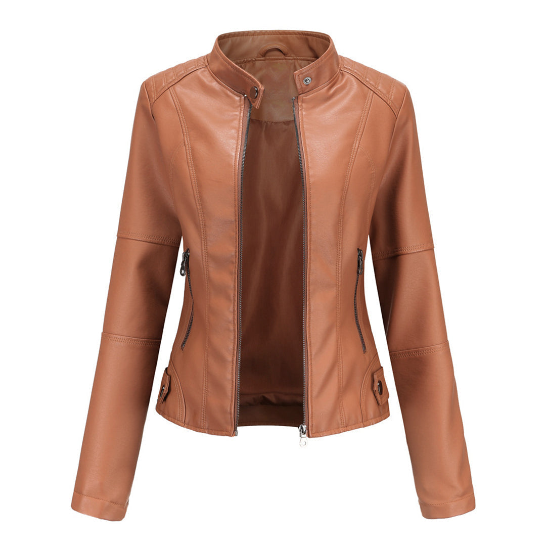 Briar | Tailored Leather Biker Jacket with Asymmetric Zip