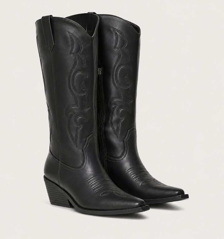 Maren | Embroidered Knee-High Western Cowboy Leather Boots