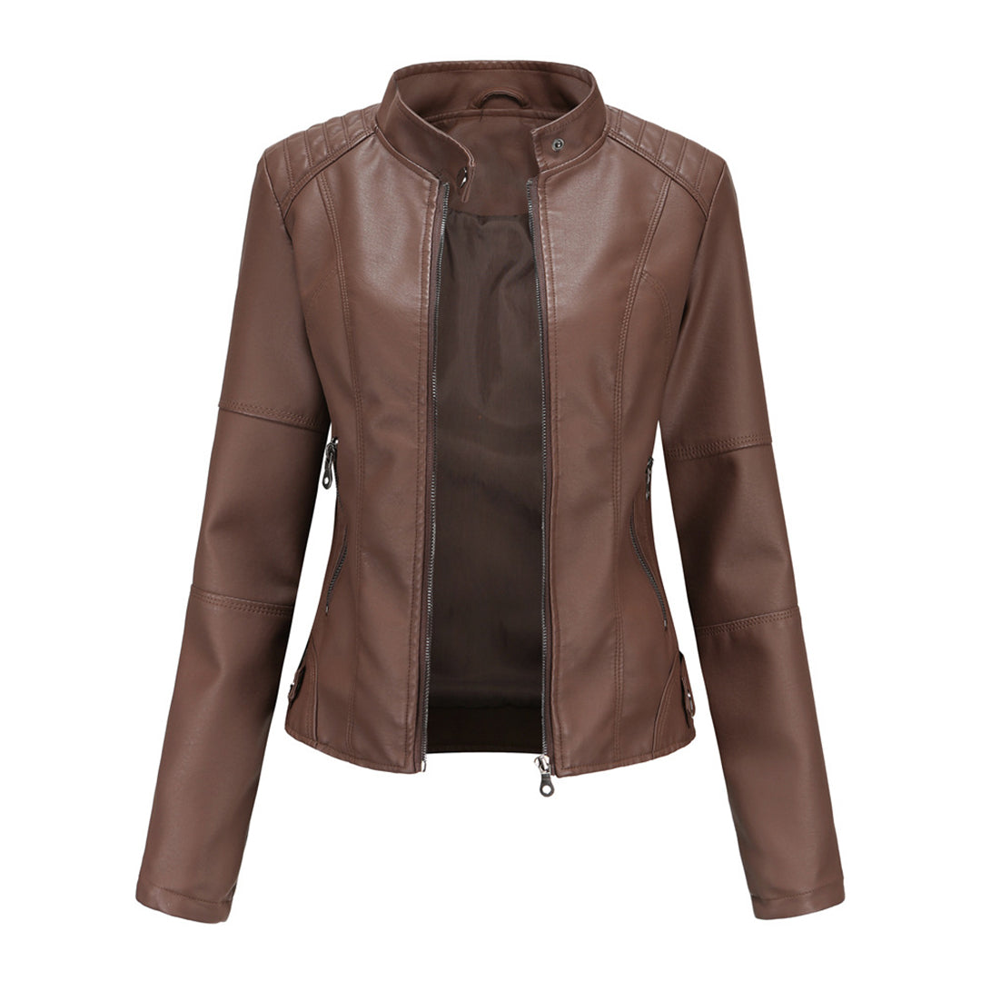 Briar | Tailored Leather Biker Jacket with Asymmetric Zip