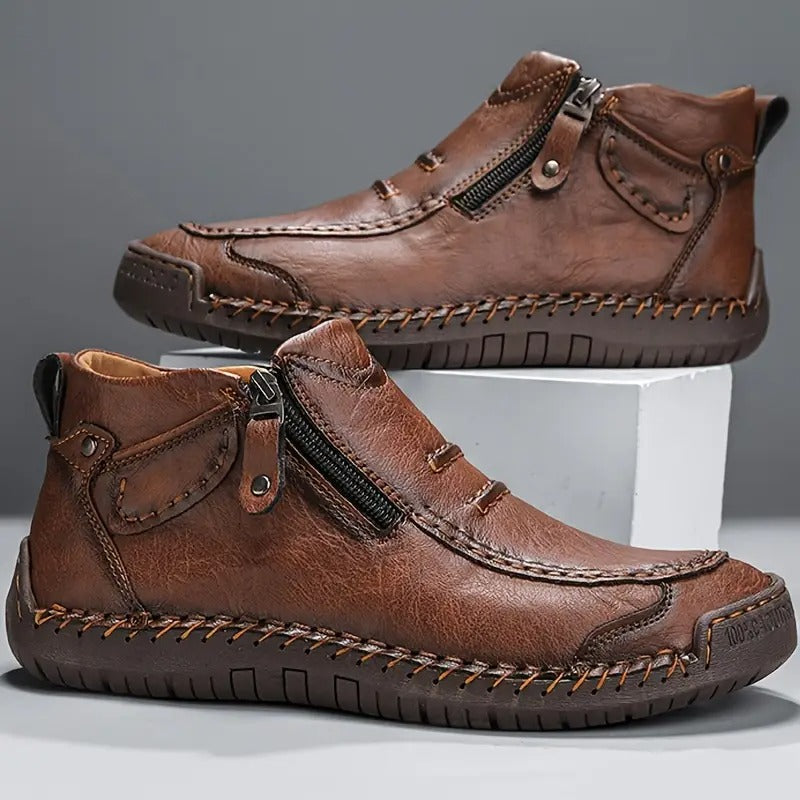 Bennett | Side-Zip Ankle Boots with Contrast Stitched Sole