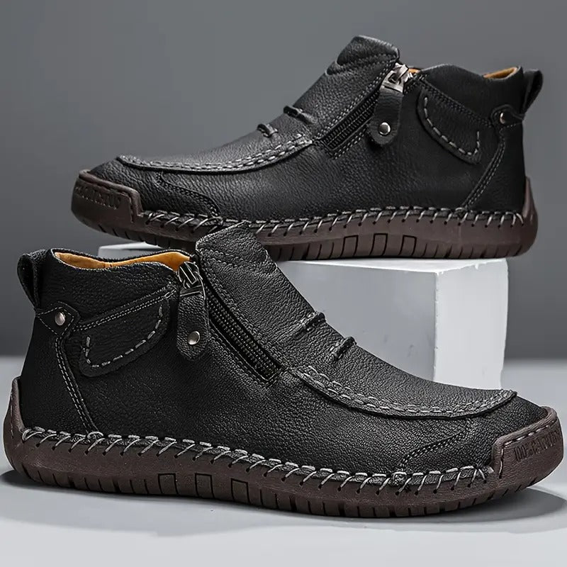Bennett | Side-Zip Ankle Boots with Contrast Stitched Sole