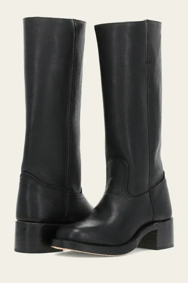 Brielle | Faux-Leather Knee-High Western Boots with Square Toe