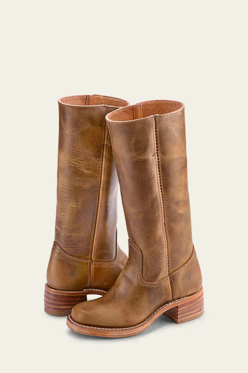Brielle | Faux-Leather Knee-High Western Boots with Square Toe