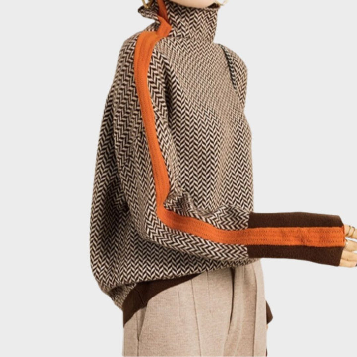 Lucinda | Herringbone Turtleneck Sweater