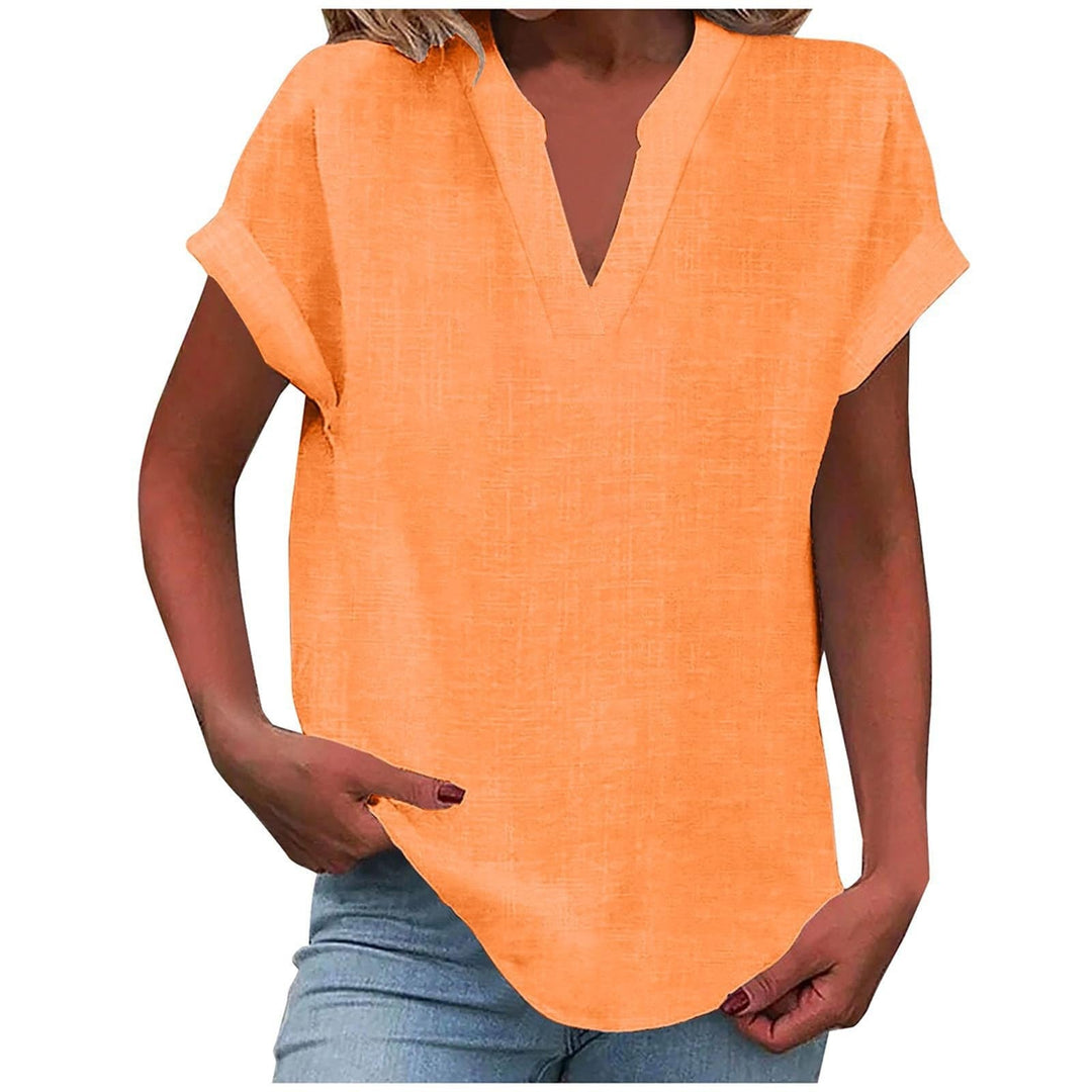 Cara | Relaxed Notch-Neck Short-Sleeve Blouse