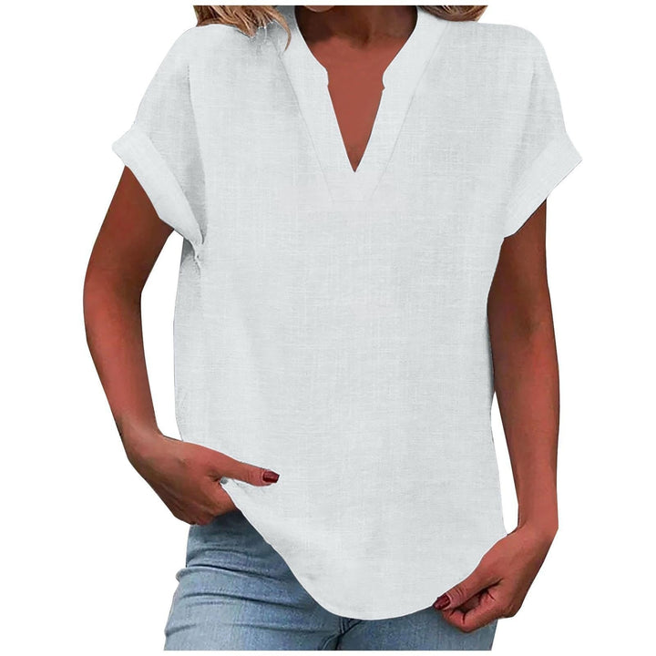 Cara | Relaxed Notch-Neck Short-Sleeve Blouse