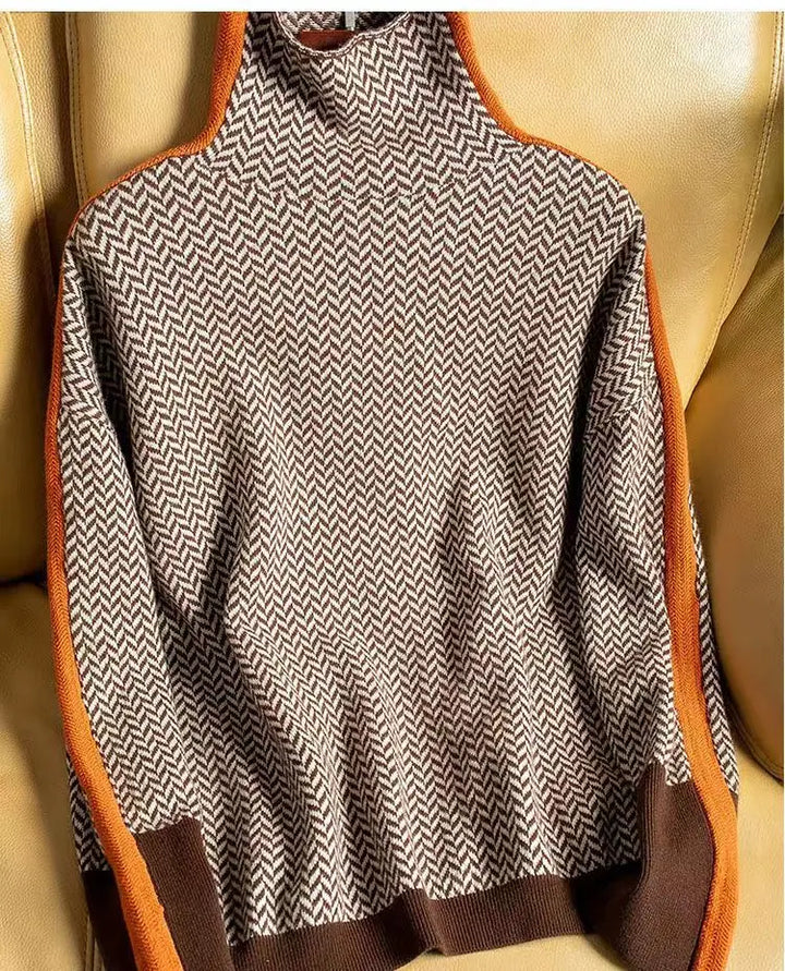 Lucinda | Herringbone Turtleneck Sweater