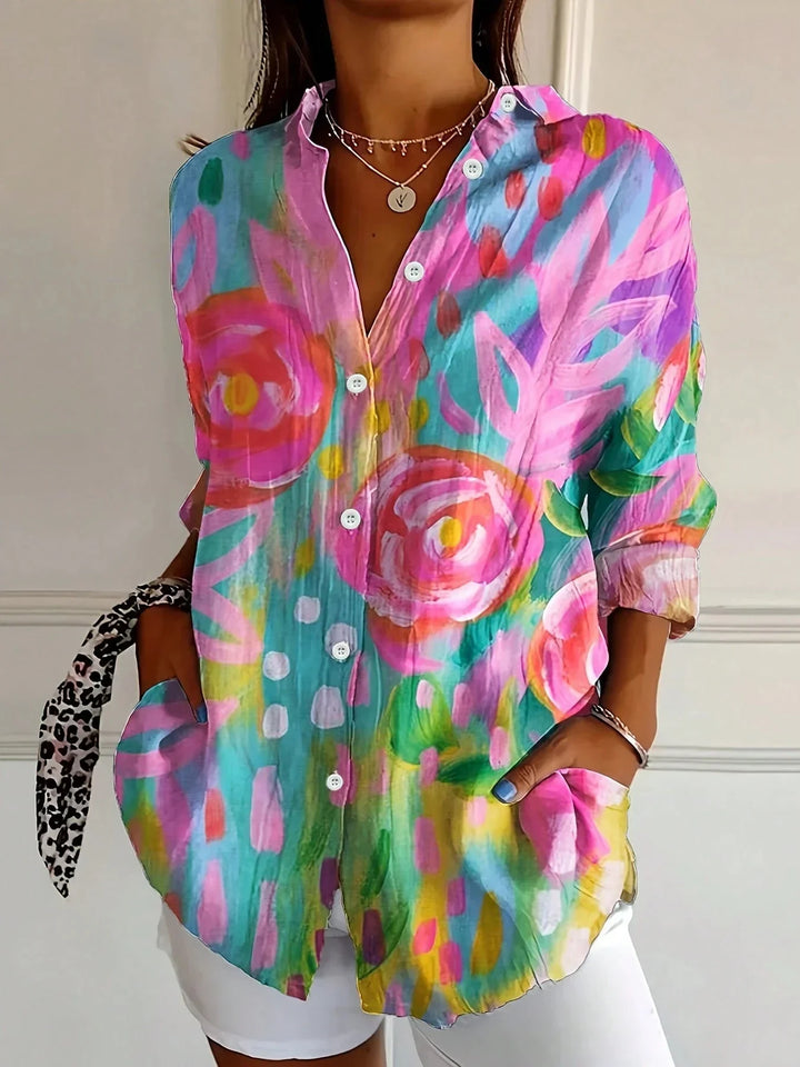 Adina | Colorful Printed Short-Sleeve Relaxed Blouse