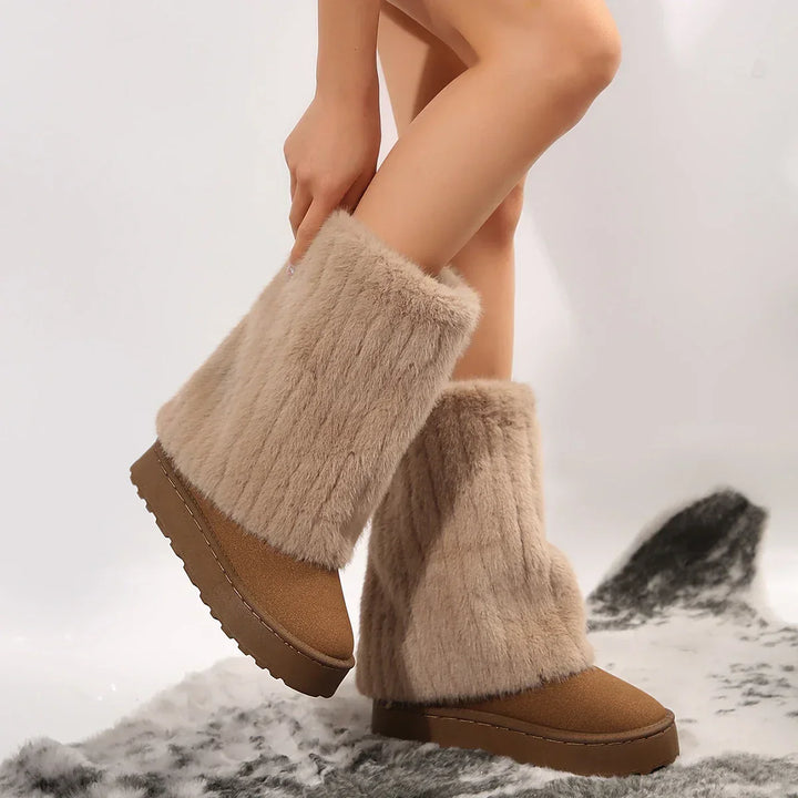 Rowan | Faux Fur Mid-Calf Pull-On Winter Boots