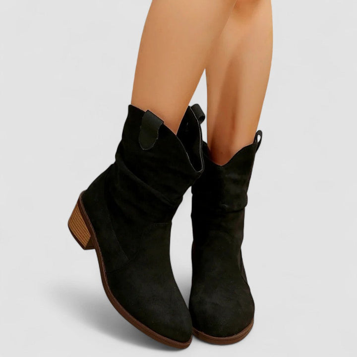 Dixie | Faux-Suede Mid-Calf Slouch Boots with Pull Tab