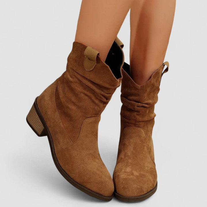 Dixie | Faux-Suede Mid-Calf Slouch Boots with Pull Tab