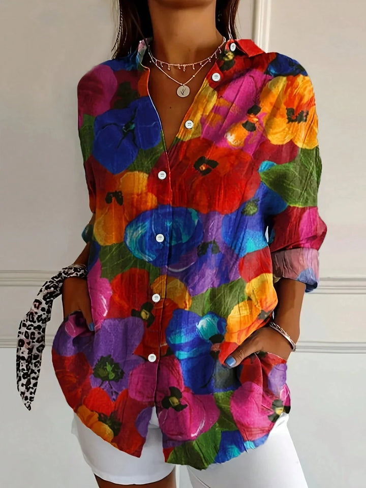 Adina | Colorful Printed Short-Sleeve Relaxed Blouse