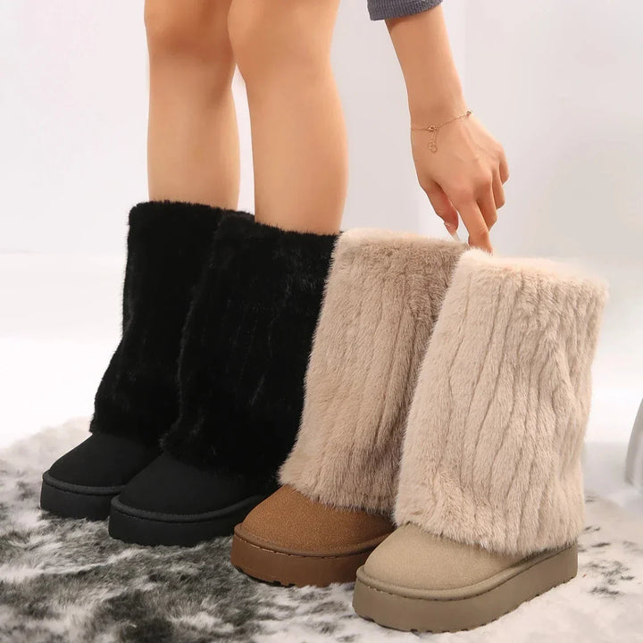 Rowan | Faux Fur Mid-Calf Pull-On Winter Boots