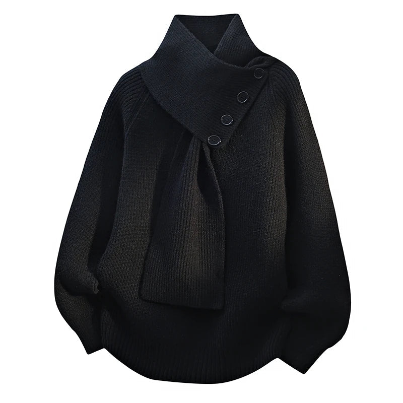 Sabrina | Scarf-Neck Knit Wool Sweater