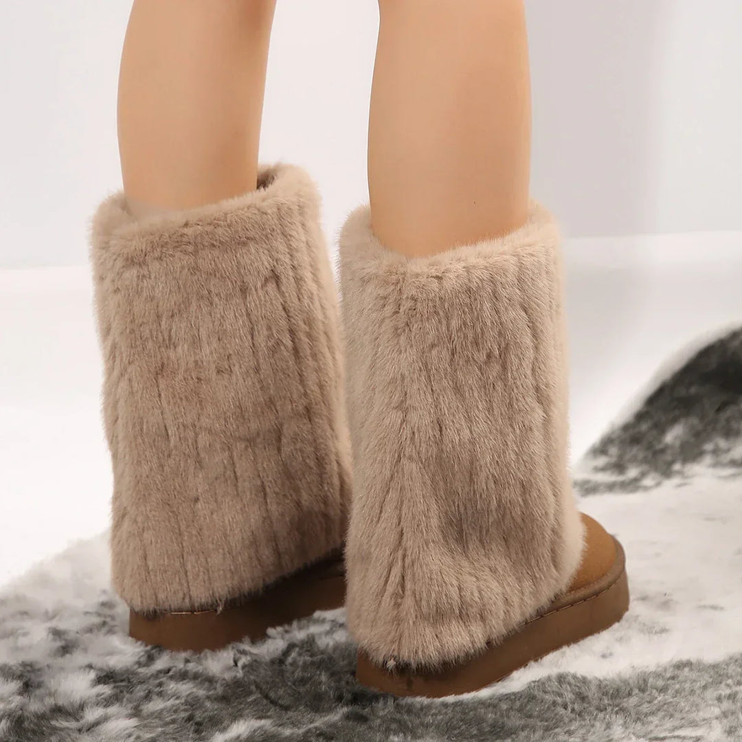 Rowan | Faux Fur Mid-Calf Pull-On Winter Boots
