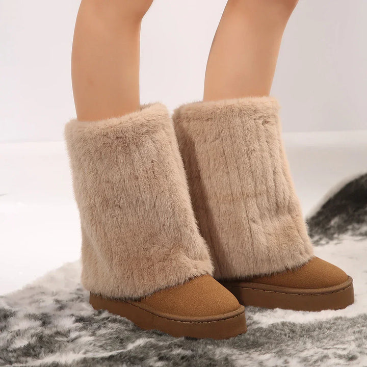 Rowan | Faux Fur Mid-Calf Pull-On Winter Boots
