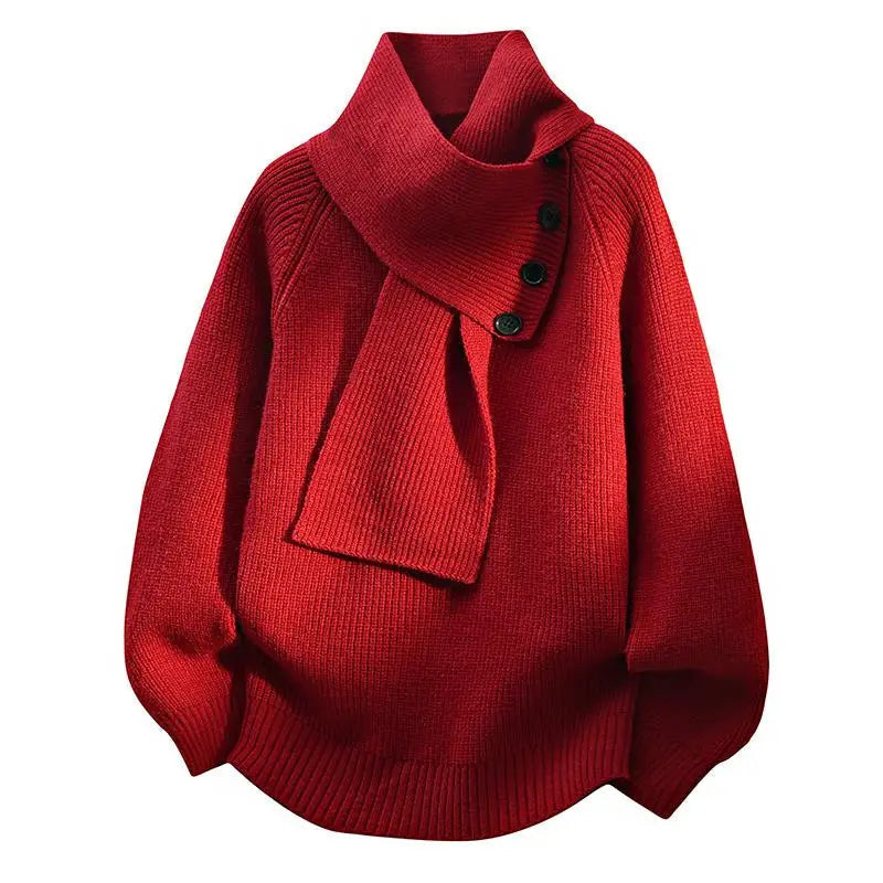 Sabrina | Scarf-Neck Knit Wool Sweater