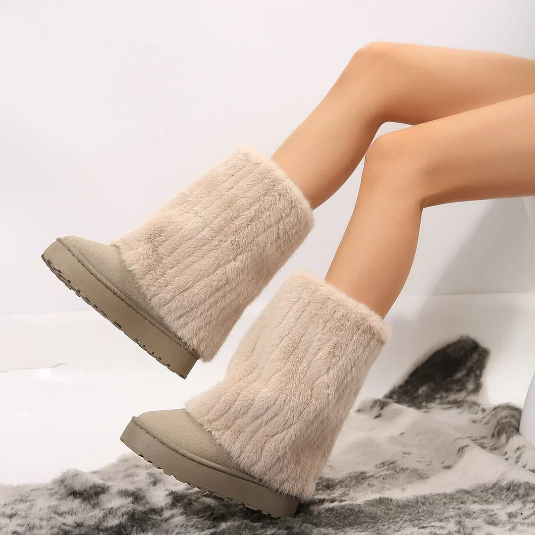 Rowan | Faux Fur Mid-Calf Pull-On Winter Boots