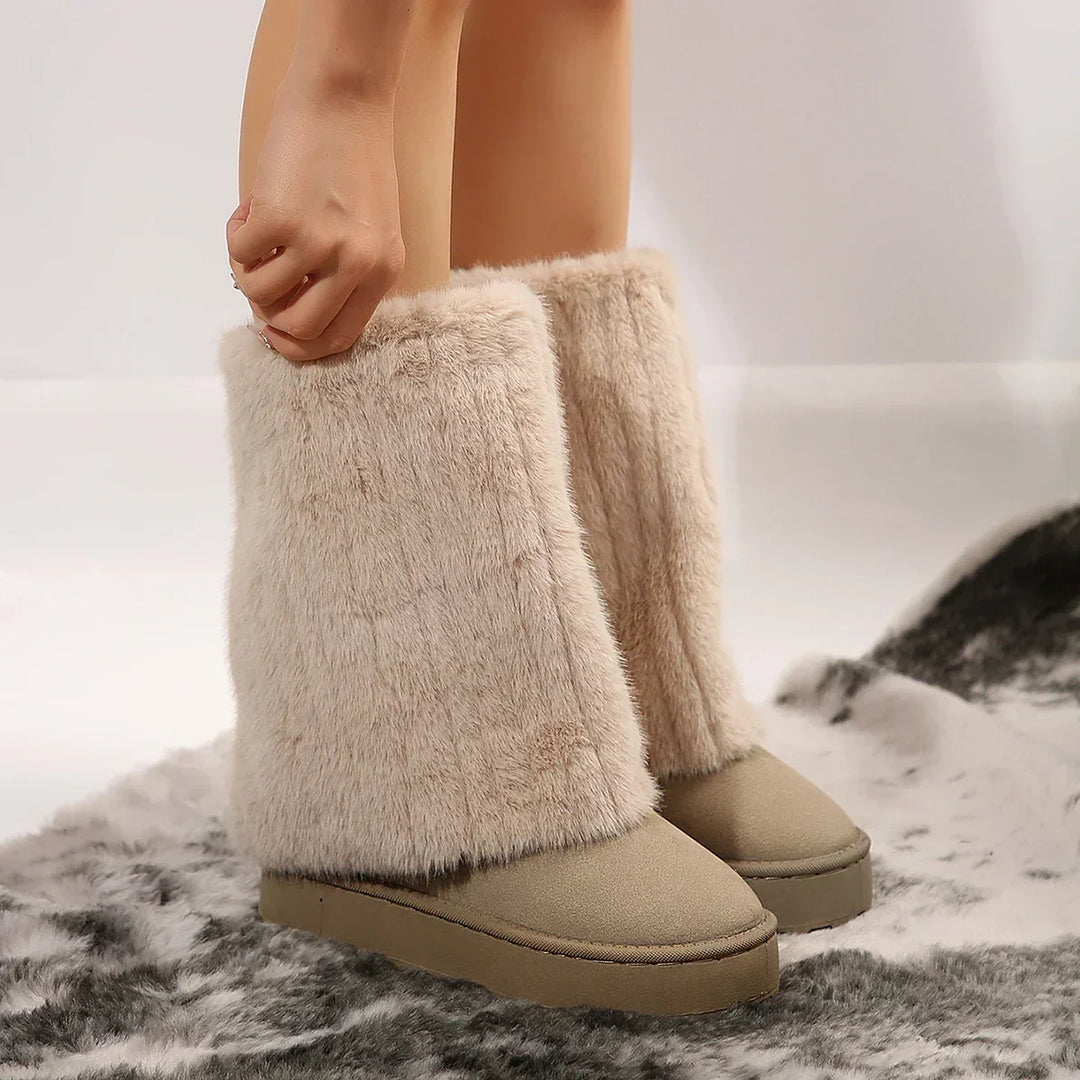Rowan | Faux Fur Mid-Calf Pull-On Winter Boots