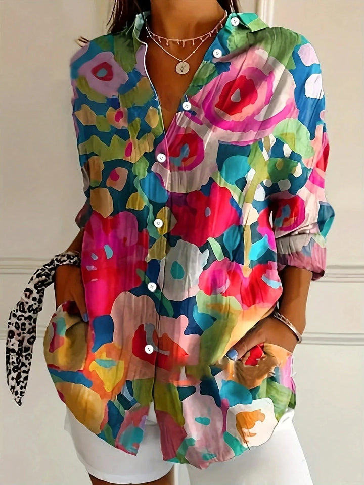 Adina | Colorful Printed Short-Sleeve Relaxed Blouse