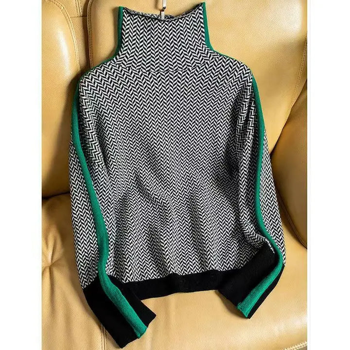 Lucinda | Herringbone Turtleneck Sweater