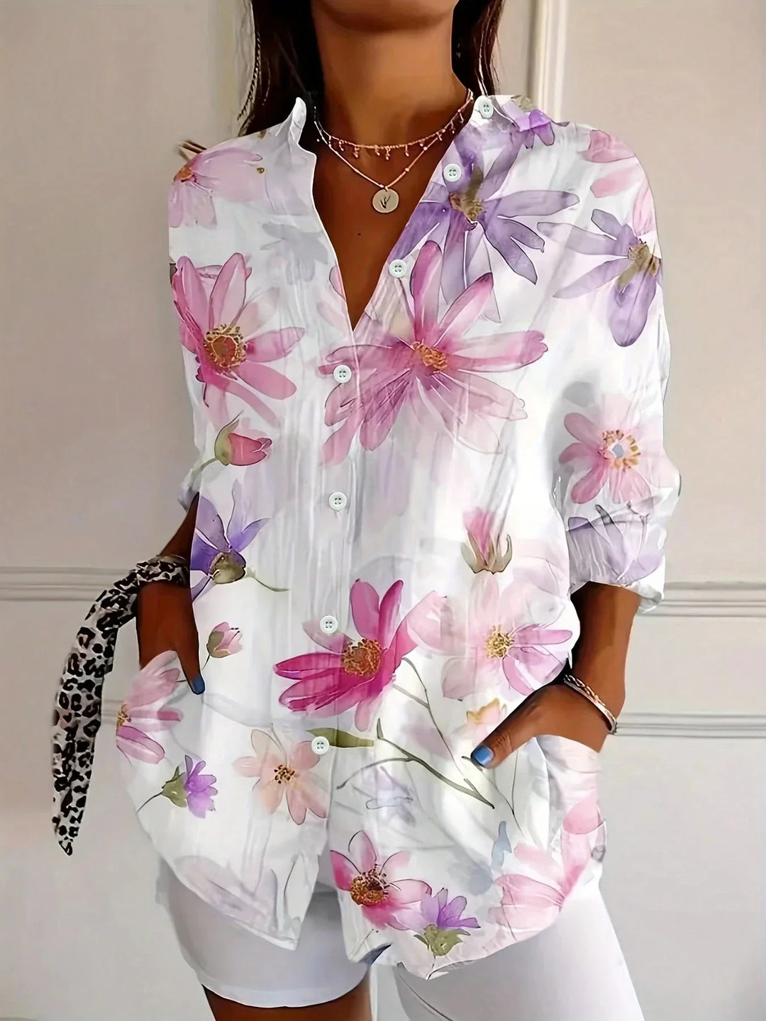 Adina | Colorful Printed Short-Sleeve Relaxed Blouse