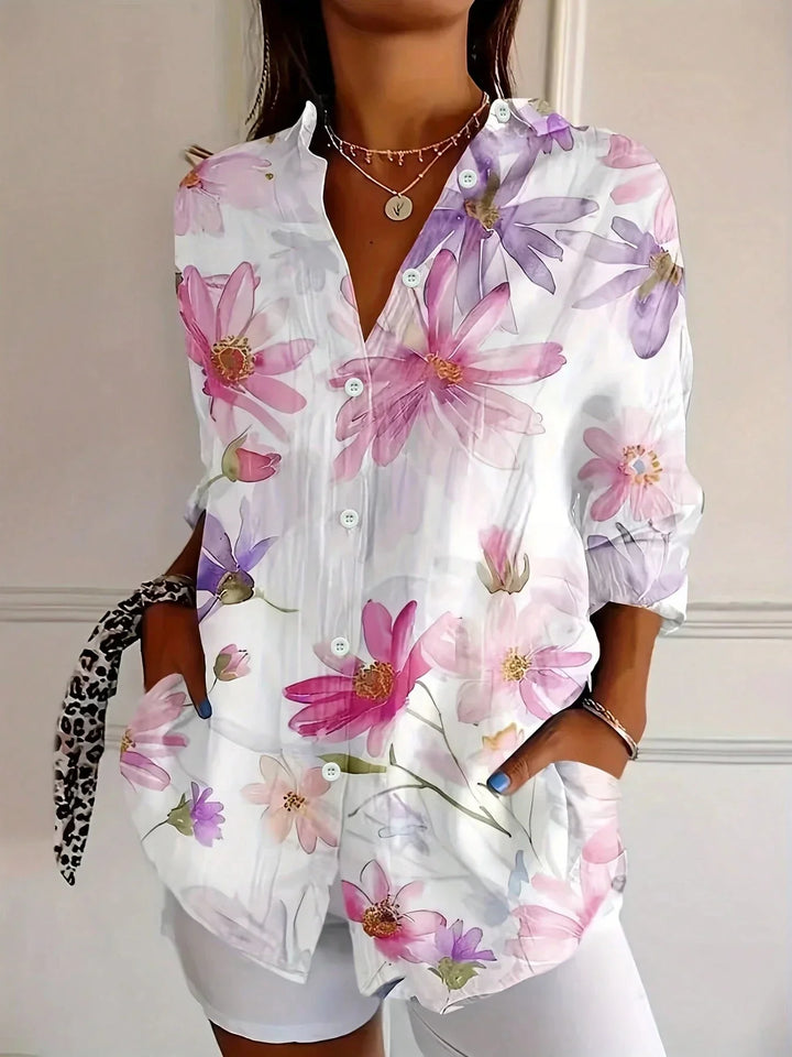 Adina | Colorful Printed Short-Sleeve Relaxed Blouse