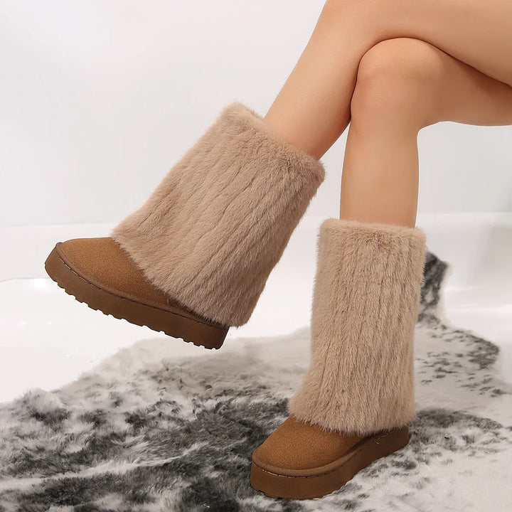 Rowan | Faux Fur Mid-Calf Pull-On Winter Boots