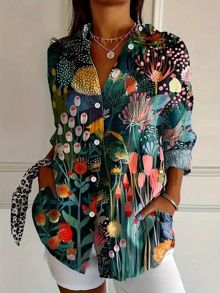 Adina | Colorful Printed Short-Sleeve Relaxed Blouse