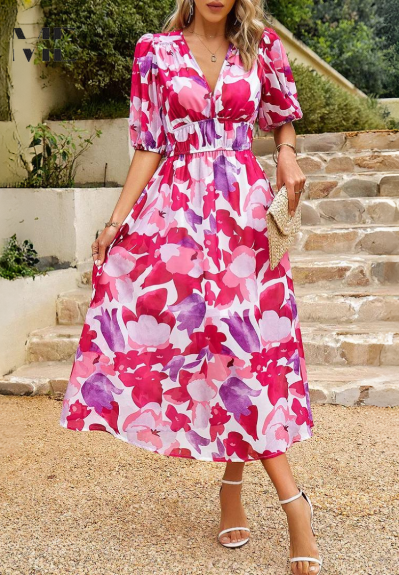 Wendy | Romantic Floral Print Relaxed Dress