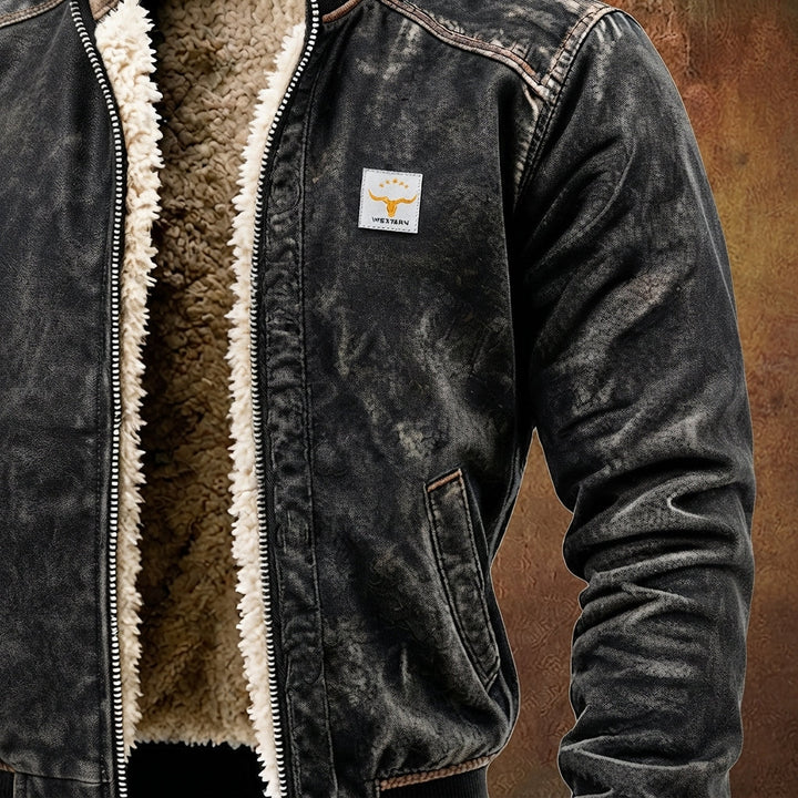 Everett | Western Sherpa-Lined Fleece Bomber Jacket