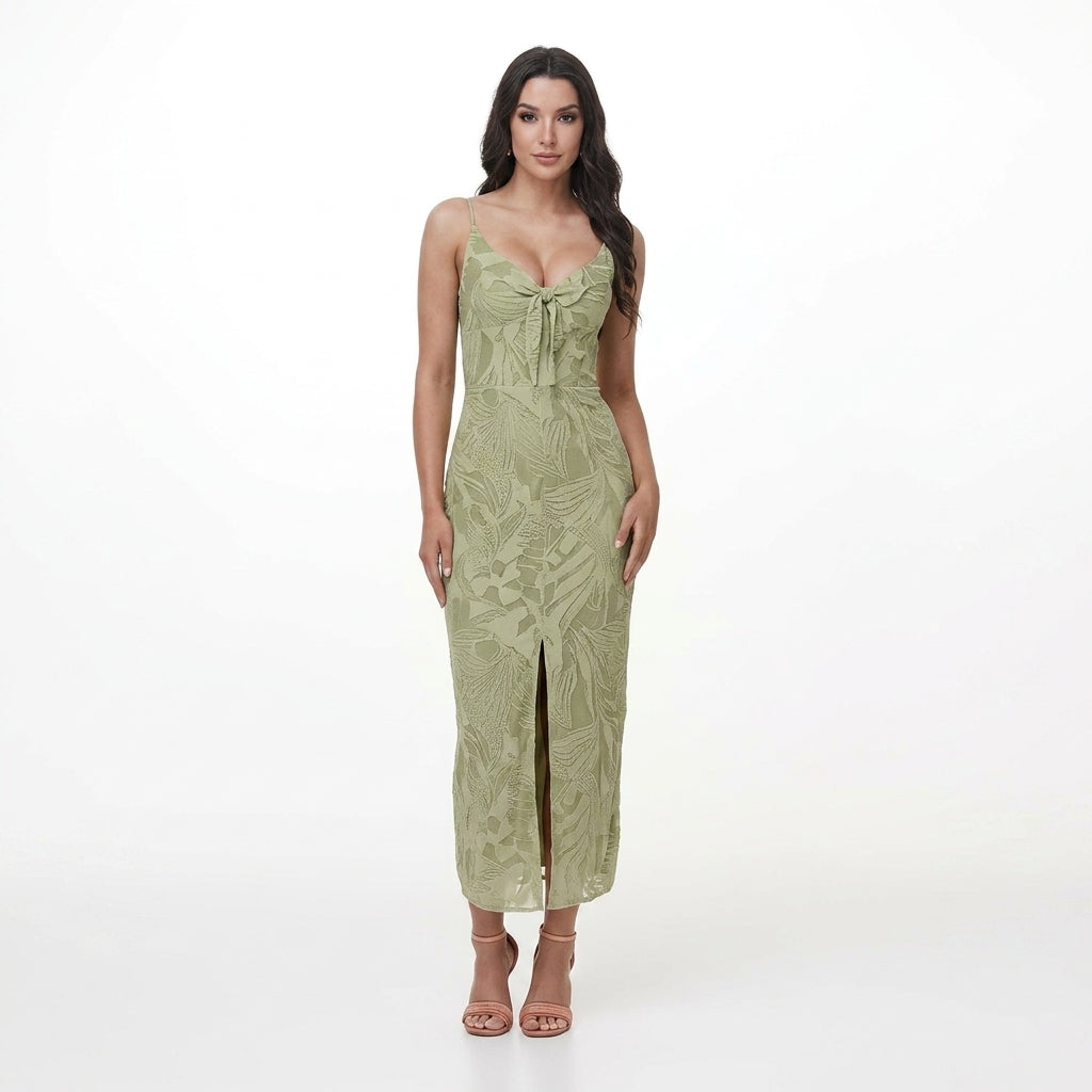 Estella | Floral Ruffle-Strap Fitted Maxi Wedding Guest Dress
