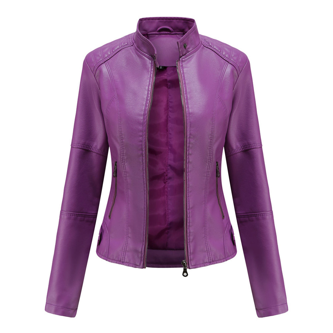Briar | Tailored Leather Biker Jacket with Asymmetric Zip