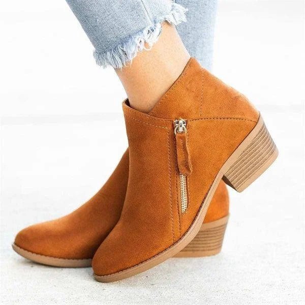 Aubrey | Low-Heel Zip-Up Ankle Boots
