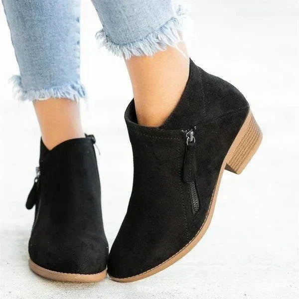 Aubrey | Low-Heel Zip-Up Ankle Boots