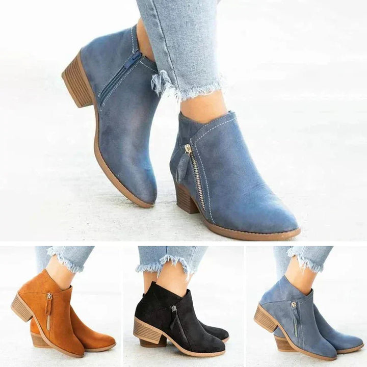 Aubrey | Low-Heel Zip-Up Ankle Boots