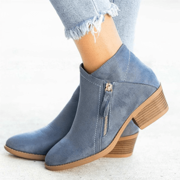Aubrey | Low-Heel Zip-Up Ankle Boots