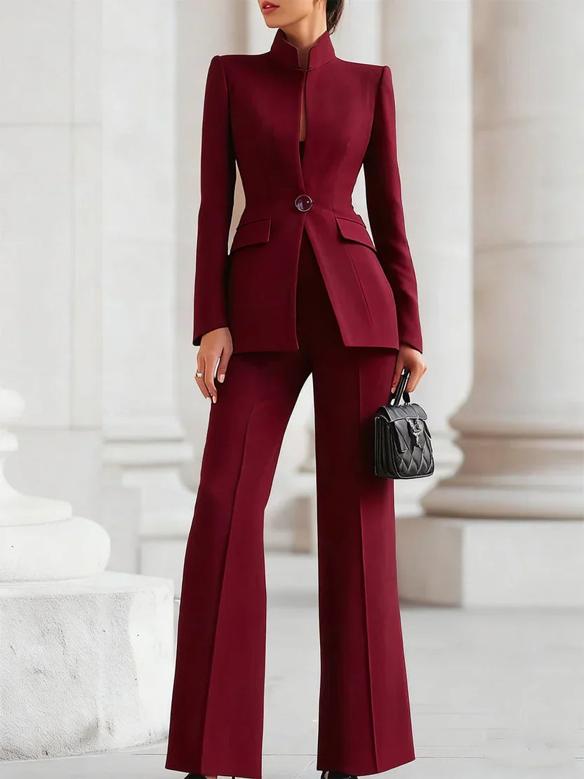 Carla | Longline Blazer and Flared Pants Suit Set