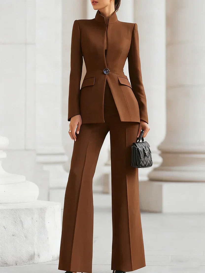 Carla | Longline Blazer and Flared Pants Suit Set