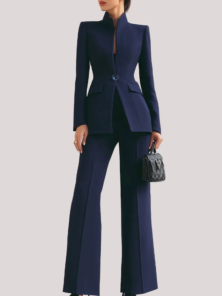Carla | Longline Blazer and Flared Pants Suit Set