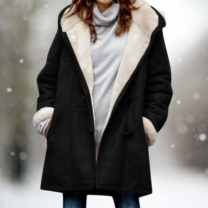 Estelle | Hooded Winter Coat with Faux Shearling Lining and Toggles
