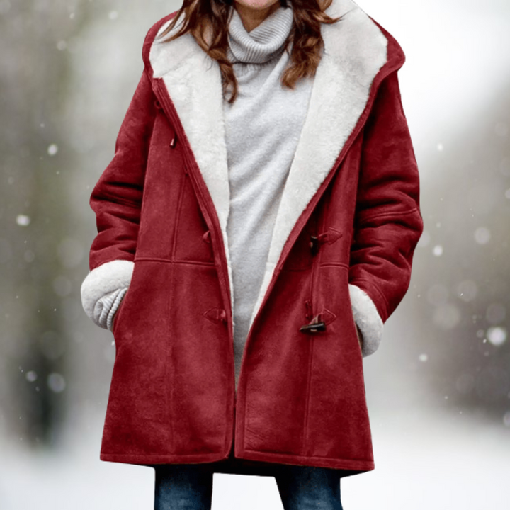 Estelle | Hooded Winter Coat with Faux Shearling Lining and Toggles