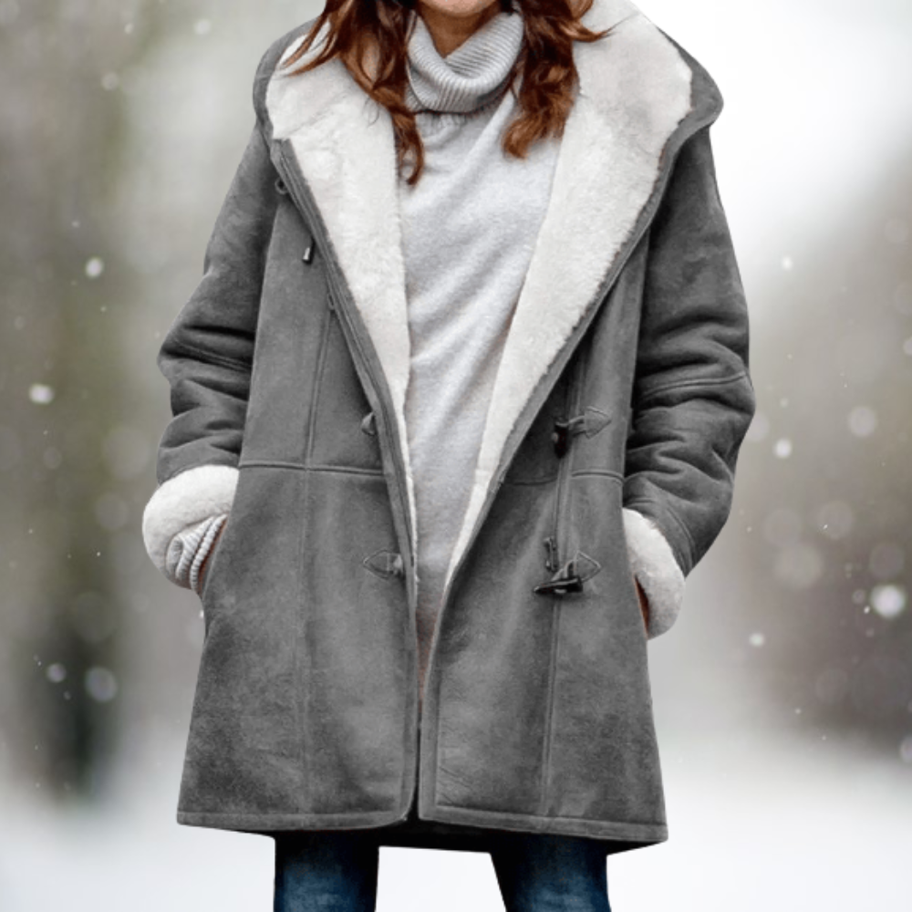 Estelle | Hooded Winter Coat with Faux Shearling Lining and Toggles
