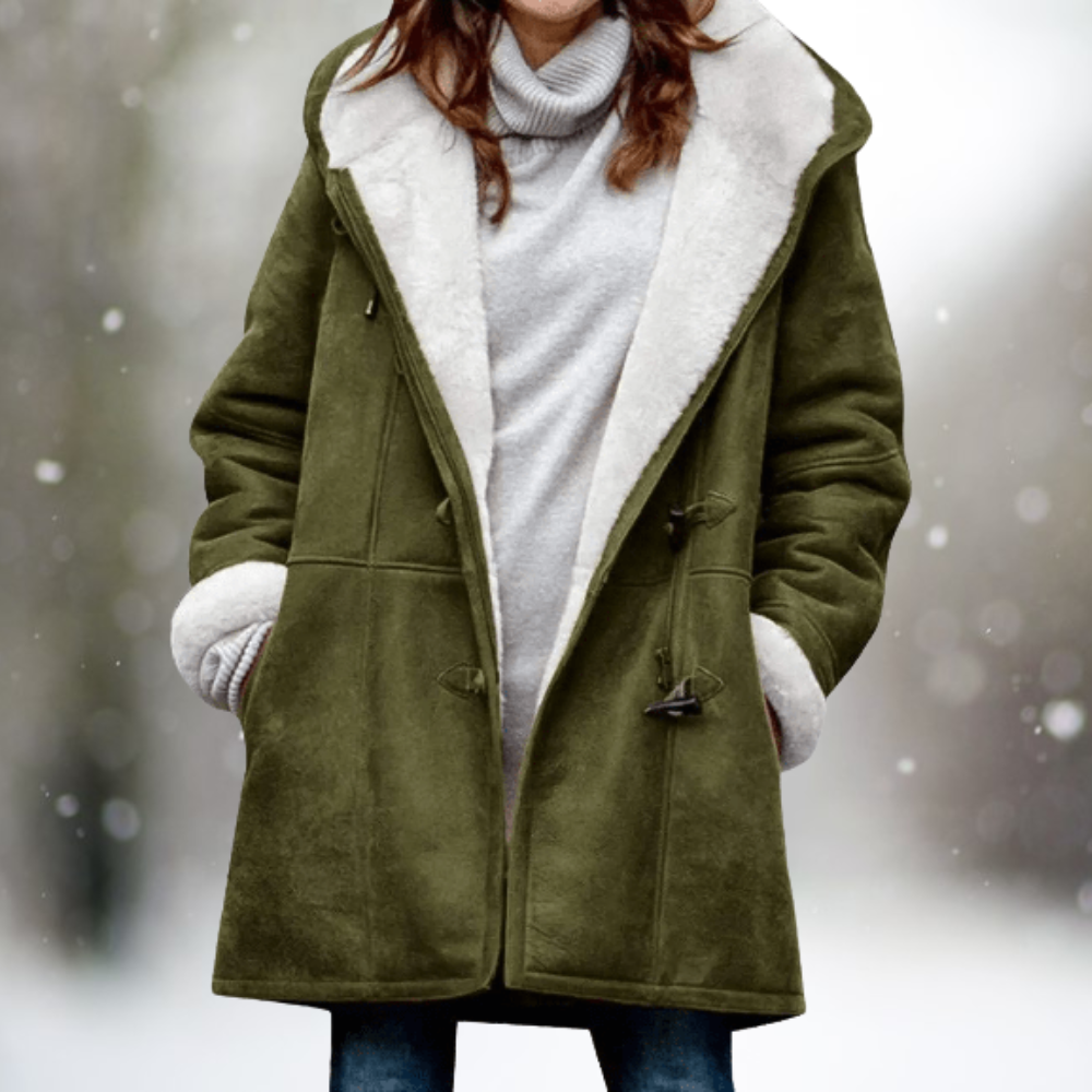 Estelle | Hooded Winter Coat with Faux Shearling Lining and Toggles