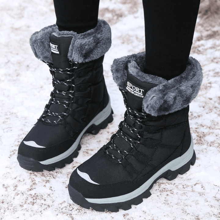 Dakota | Waterproof Lace-Up Mid-Calf Snow Boots with Faux Fur Cuff