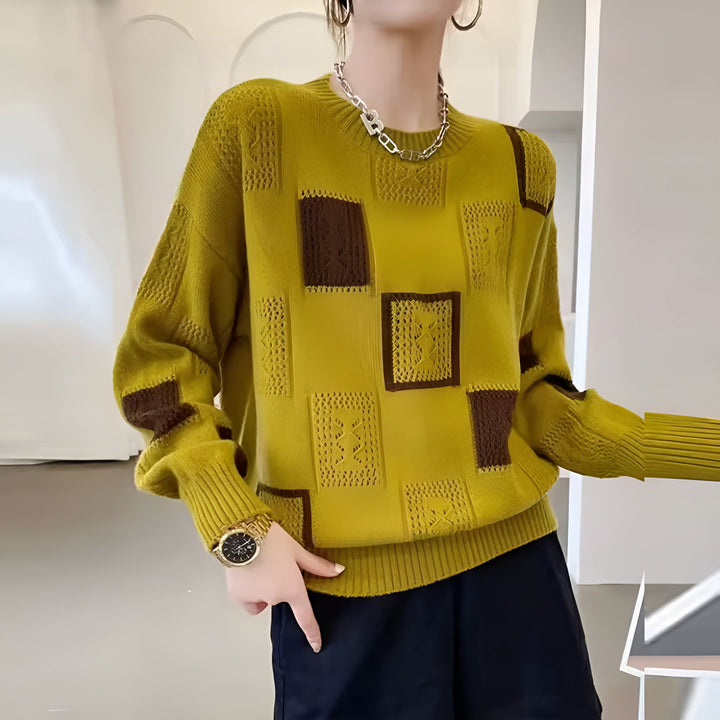 Posy | Square Pattern Relaxed Knit Sweater